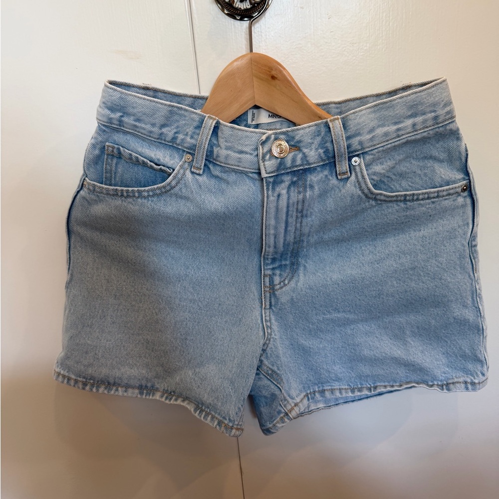 Mango Light Blue High-Rise Denim Shorts - Picture 2 of 3